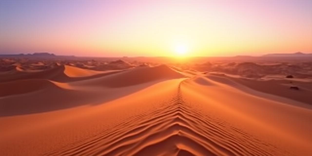 Orizzonte del deserto al tramonto